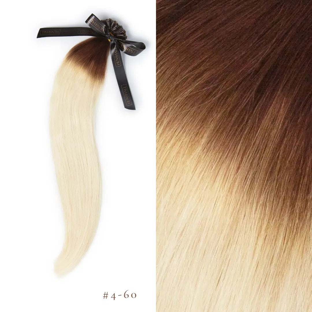 Flat Weft Extensions Luxury Remy Double Drawn Ombre / Foiled