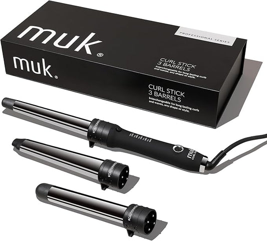 MUK Curl Stick 3 Barrels Professional Series Hair Curler Set