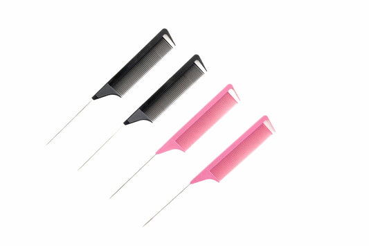 Salon Quality Hairdressing Tail Comb 4pc Set with Stainless Steel Tail